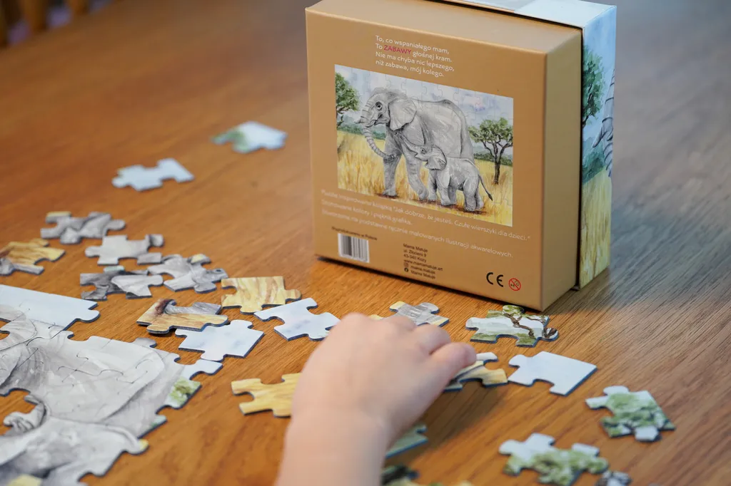 Puzzle Słonie układanie